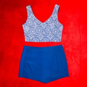 Express Blue & White Print Two Piece Set